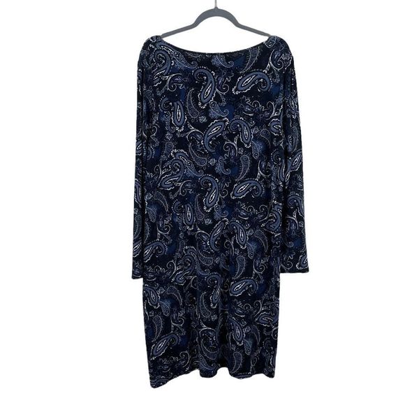 J. Jill Wearever Collection Paisley Stretch Dress Long Sleeve Sz L - Picture 3 of 6